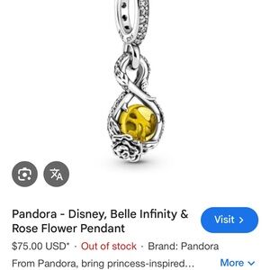 Pandora Disney Belle Infinity & Rose Flower Pendant
